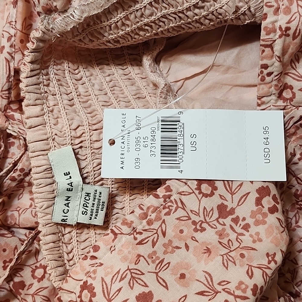 American EAGLE Y2K Baby Doll Ruffled  Floral Pink Dress Size Small - Picture 15 of 16